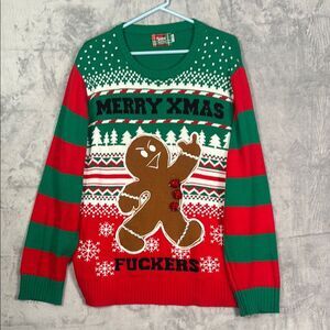 Spencer’s Men’s Ugly Christmas Sweater Gingerbread Light Up Crewneck Size XL